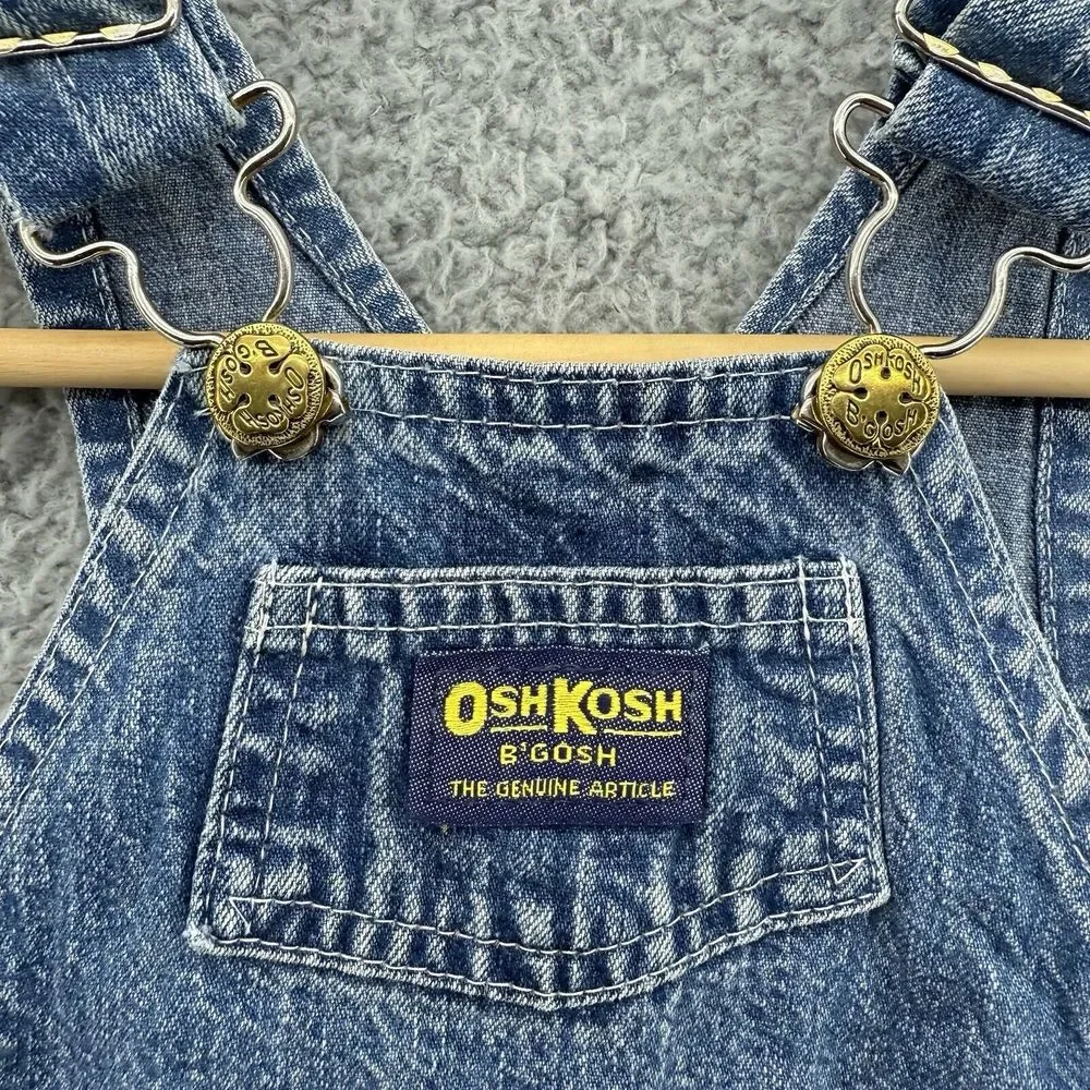 Oshkosh B'gosh Y2K Fleece Blue Denim Bib Overalls Toddler Size‎ 24 Months READ